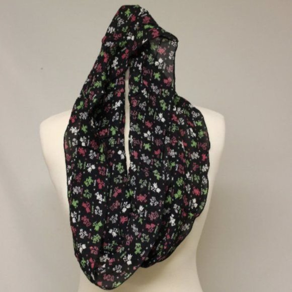 Black French Country Animals Sheer Circle Scarf - Picture 1 of 5